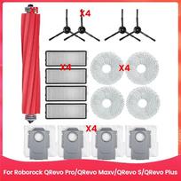 ABIY 17PCS For Roborock Qrevo Pro/Qrevo Maxv/Qrevo S/Qrevo Plus Vacuum Parts Main Side Brush Filter Mop Cloths Dust Bags gray