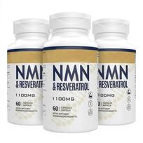 NMN ir Resveratrolis 1100 mg Maisto papildas - Didelės Potencijos Anti-Age ir Ląstelių Energijos Palaikymas - 60 Kapsulių 3pack