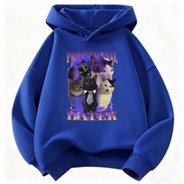 Harajuku Cat Hoodie Girls Manga Kids Cat Children's Sweatshirt Cute Harajuku Hoody for Boys Autumn Winter Casual Hoodies 100 mėlyna