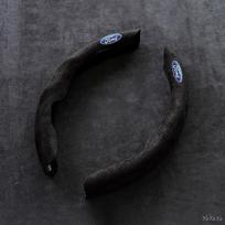 Suede Car Steering Wheel Cover AntiSlip Segmented Protector For Ford Mustang Fiesta Focus Mondeo Kuga Edge Explorer F150 Sticker black