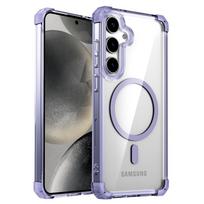 Shockproof Armor Transparent Case For Samsung Galaxy S26 S25 S24 S23 S22 20 Ultra Plus FE S24FE S23FE Magsafe Charge Cover Galaxy S24+ violetinė
