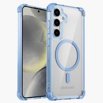 Shockproof Armor Transparent Case For Samsung Galaxy S26 S25 S24 S23 S22 20 Ultra Plus FE S24FE S23FE Magsafe Charge Cover Galaxy S22 Ultra 5G mėlyna