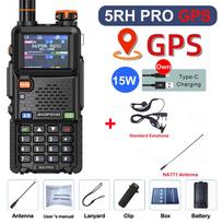 Baofeng 5RH PRO GPS Walkie Talkie 15W Long Range Multi Band Wirless Copy Frequency NOAA Long Range Type-c Portable 2 Way Radio USB Plug