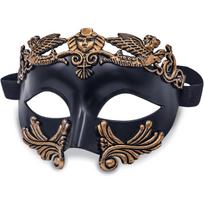Kaukė karnavalui vyrams - Romėnų graikų kaukė - Venecijos pusės veido kaukė karnavalui, Mardi Gras, Helovino vakarėliui black