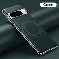 Magnetinis natūralios odos telefono dėklas Google Pixel 8 7 Pro 8Pro 7Pro su žiedu, prabangus, apsaugantis objektyvą, laikiklis, telefono galinis dangtelis For Pixel 7 Pro gray
