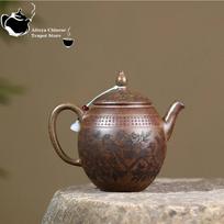 Yixing handmade purple clay teapot, large capacity high-temperature wood fired flower bird dragon egg tea set, Chinese teapot gray