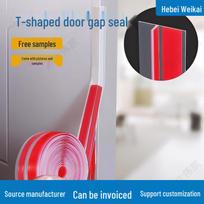 T-Shaped Silicone Self-Adhesive Door Gap Seal: Windproof & Soundproofing for Glass Doors & Windows 35mm White gray