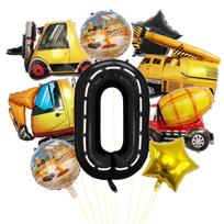 Construction Vehicle Theme Aluminum Film Balloon Set 40 Inch White Line Black Digital Birthday Party Balloon Atmosphere Decoration Construction Vehicle Digital 0 Set black
