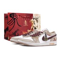 Jordan Air Jordan 1 Atsparūs trinčiai žemi krepšinio batai Vyriški smėlio spalvos 553558-169(Team413-) 40 gray