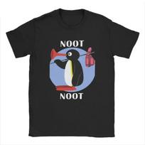 Unisex T-shirt su pingvinų paveikslėliu Retro animacinių personažų išraiškos raštas Sportinis marškinėlis Laisvalaikio medvilninis viršus su apvalia apykakle Street Fashion S gray