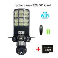 Solar 4G Street Light Camera, 10X Zoom, 3-Lens Recording, Humanoid Tracking, Outdoor Camera Lamp, Remote Control, Waterproof Design Wifi Version+32G