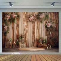 Plants and flowers wall photography background, baby shower birthday party decoration banner, wedding bride baptism phot 59x51.1inch/150*130cm brown