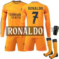 Real Madrid išvykos oranžinis ilgomis rankovėmis futbolo marškinėliai 7 Ronaldo Žaidėjo versija Žiemos rudens sportinis viršus #26