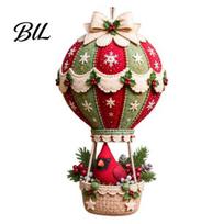 Cute Christmas Sewing Patterns DIY Hot Air Balloon Hanging Ornament Kit, 3D Handmade Fabric Craft Diy Kit for Holiday Season Project with Santa F beige