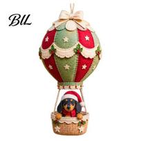 Cute Christmas Sewing Patterns DIY Hot Air Balloon Hanging Ornament Kit, 3D Handmade Fabric Craft Diy Kit for Holiday Season Project with Santa E