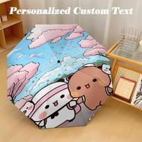8‑Rib Automatic Umbrella, Bubu Brownie Design Foldable Umbrella for Sun Rain Protection Travel Three-fold umbrella gray