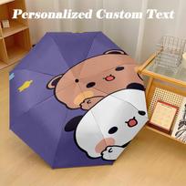 8‑Rib Automatic Umbrella, Bubu Brownie Design Foldable Umbrella for Sun Rain Protection Travel Three-fold umbrella