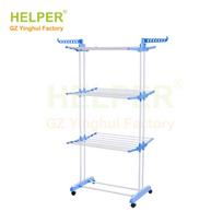 Multi-Functional Three-Layer Folding Clothes Drying Rack with Wheels Thickened and Reinforced (75-126)×64×170cm beige