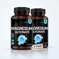 Pure Magnesium Glycinate 120 Capsules | Gentle on Stomach High-Bioavailability Formula | Non-GMO & Vegan Friendly Supplement 2 PACK