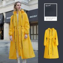 Didelio dydžio lietpaltis su ilgu gobtuvu, nepralaidus vandeniui žygio žvejybai, moteriškas „RainWear“ didelio dydžio lietpaltis M geltona
