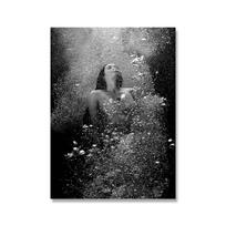 Juoda Balta Angelų Sparnai Mados Plakatas Nuoga Moteris Vyno Taurė Drobės Spaudinys Paveikslas Seksuali Graži Mergina Vintažinis Paveikslas Namų Dekoras 21x30cm Unframed gray