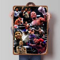 Gervonta Davis koliažas Boksininko plakatas Bokso skardos ženklas Sienos meno freska Pritaikomi metaliniai ženklai sienų meno dekoravimui Retro 15.7x11.8In(40x30cm) black