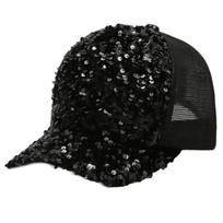 Adult Full Sequins Baseball Caps Eye Catching Travel Gathering Mesh Visors Hat Teens Sports Hat for Cycling Hiking One Size juoda