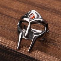 Classic Punk Gothic Mf Doom Mask Rings for Men Women Biker Stainless Steel Red Stone Ring Fashion Amulet Jewelry Gift  Wholesale 11 black