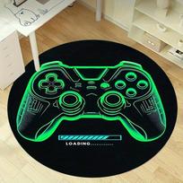 1pc Gaming Controller Design Round Rug for Home Office Outdoor Gift, Neon Green ColorRA1535 150cm by 150cm gray