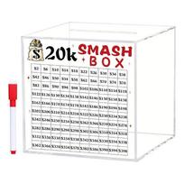 10K/20K Smash Box Money Saving Challenge,Clear Acrylic Piggy Banks Break to Open Cash Vaults,Cash and Coin Collection Box L white