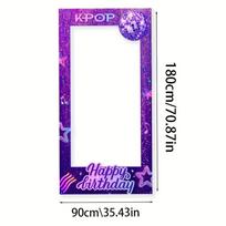 1Pcs Colorful Disco Ball Photo Frame Photo Booth Props Purple Theme Star Note Microphone Pattern Happy Birthday Photo Decoration purple