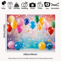 2D Birthday Balloon Tapestry, Colorful Stars Party Wall Backdrop for Decoration 70.9x43.3inch/180*110cm