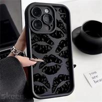 Juodų lūpų bučinio rašto minkšto silikono telefono dėklas, skirtas iPhone 15 Pro Max 16 14 13 12 11 Pro Max 7 8 Plus X XS XR, atsparus smūgiams dangtelis iPhone 11 Pro