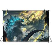 G-Godzilla X K-Kong Photographic Fund for Children's Parties, Cartoon Banner for Babies 120x70 cm beige