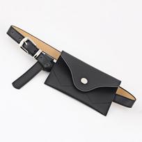 Fashion Waist Fanny Pack Women Leather Belt With Elegant Zipper Closure For Casual Use Black-B black