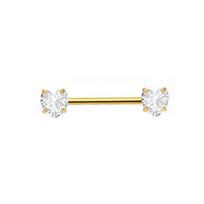Clover  Titanium Body Jewelry with Zircon Crystal and Gold Plating 1.2*14mm white