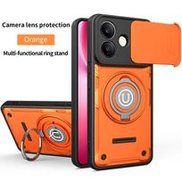 Armor Shockproof Case For VIVO V60 Lite Slide Camera Lens Protection Metal Ring Holder TPU Frame Plastic Phone Cover Fundas VIVO V60 Lite black