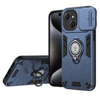 Hybrid Armor Shockproof Case For Tecno Spark 40C 4G KM4k Sliding Window Metal Ring Holder TPU Frame Plastic Phone Cover Fundas Tecno Spark 40C KM4k