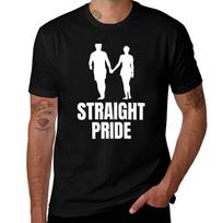 Straight Pride T-Shirt Vintage Print Crew Neck Tee M black