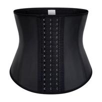 Women Latex Waist Trainer 9 Steel Bones Three Rows Buckle Tummy Control Waist Cincher XXXL juoda
