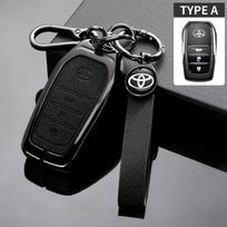 Metalinė odinė automobilio rakto dėklas dangtelis Toyota CHR Hilux Fortuner Land Cruiser 200 Camry Corolla Crown RAV4 Highland priedams gray