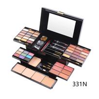 Miss Rose 104-Color Eyeshadow Powder Puff High Gloss Lipstick Makeup Easy Multifunctional Set 01 1-7002-331N black