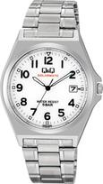 Citizen Q&Q SOLARMATE H060-204 Men's Solar Analog Watch, White Dial, Silver, Date Display, Metal Band, 5 ATM Water Resistant white