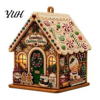 Atpalaiduojantys rankdarbių užsiėmimai suaugusiems 3D namo Kalėdų dirbtinio perlo meno rinkinys, „pasidaryk pats“ rankų darbo kalnų krištolo tapybos rinkinio ornamentas suaugusiems, Kalėdinė stalo puošmena C