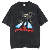 Raperio Kanye West T-shirtas su išplovimo efektu Vasarai Vyriški ir Moteriški Medvilniniai Y2K Drabužiai Lauko laisvalaikiui 2XL