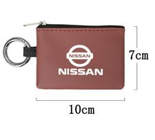 Odinė automobilio rakto piniginė Kortelių krepšys Emblema Aksesuarai Nissan Qashqai Juke Pulsar Sentra Altima Patrol Micra Rogue Almera Versa raudona