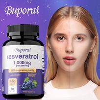 Resveratrol 1000mg Antioxidant for healthy aging, supports brain and heart, supports normal cell and cognitive health, 1 pcs (120 tablets)