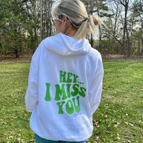 Hey I Miss You back print Hoodies Colorful letter Graphic Trendy Hoody Sweatshirt Women Casual cotton Tumblr Hoodie 2XL balta