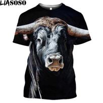 Spain Show Ispanijos bulių kautynės Bull Print marškinėliai 3D vasaros vyriški trumpomis rankovėmis madingi gyvūnai, vyriški drabužiai, marškinėlių viršūnės L gray