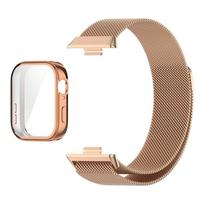 Metalinė apyrankė Huawei Watch Fit 3 Laikrodžio dirželis Su TPU dėklu Ekrano apsauga Minkšta plėvelė Milanese Magnetinė kilpa Laikrodžio apyrankė Fit 3 Apyrankė Huawei Watch Fit 3 beige